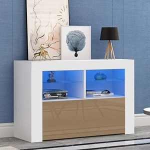 Moderner 100cm TV Schrank Ständer Matt Korpus & Hochglanz Tür RGB LED Leuchten - Bild 1 von 9