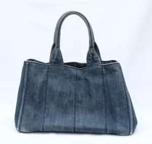 PRADA Canapa Tote Bag M Size Indigo blue Denim Authentic - Picture 1 of 24