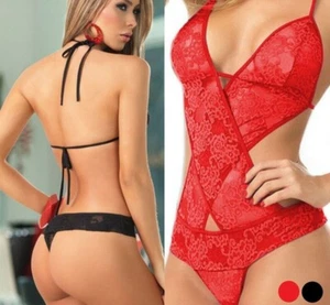 Body sexy donna pizzo babydoll lingerie hot erotica completo completino intimo - Foto 1 di 7