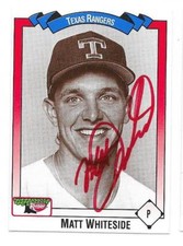 MATT WHITESIDE 1993 KEEBLER TEXAS RANGERS AUTOGRAPHED SIGNED