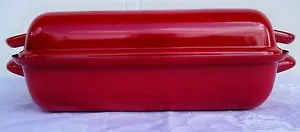 RIESS Emaille Bratpfanne mit Deckel Bräter Pfanne Bratpfanne rot 32x22 Induktion - Bild 1 von 1