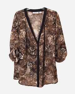 Copricostume da bagno Sag Harbor donna marrone nero boho paisley floreale trasparente boho 1X - Foto 1 di 4