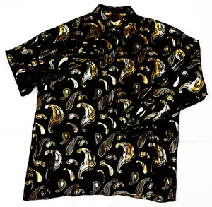 Ceta Dolce Mens Long Sleeve Silk Metallic Button Front Paisley Shirt Size Medium - Picture 1 of 9