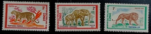 Elephants Lion Panther Congo francobolli Congo marchi elefanti leone pantera francobollo - Foto 1 di 1