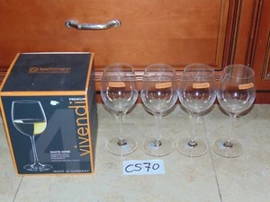 Lot of 4  Nachtmann Crystal Vivendi White Wine Glasses Etched Letter V 474 ml - Bild 1 von 7