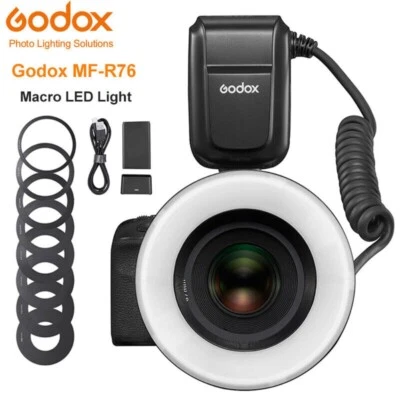 Godox MF-R76 Macro LED Ring Flash Light Speedlite For Canon Nikon Sony Olympus - Image 1 of 4