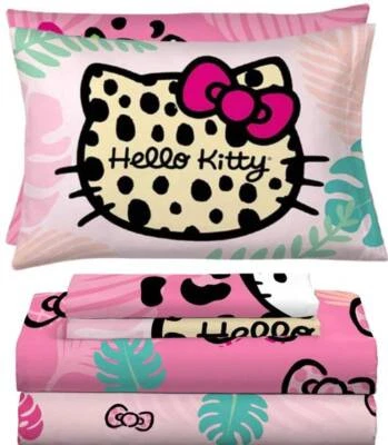 Juego de sábanas de microfibra para niños Hello Kitty "Wild Jungle" - W1008021297, W3147596367 Foto 1 de 4