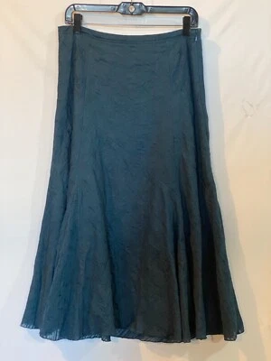 Falda larga de mezcla de algodón forrada acampanada con cremallera lateral azul verdoso Jill 6 Foto 1 de 4
