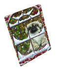 Please Come Home For Christmas Pekingese Dog Woven Throw Sherpa Blanket T153