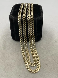 ELEGANT Solid 14K Yellow Gold Diamond Cut CUBAN CURB Link Chain Necklace 13.1gr. - Picture 1 of 16