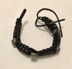 Leather Skull Bracelet Black Unisex - Picture 1 of 2