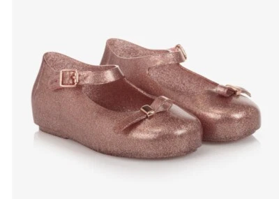 NWOB $60 Mini Melissa DORA Pink Glitter Bow Mary Jane Flats Toddler US 7 - Image 1 of 4