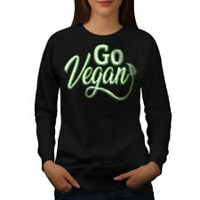 Wellcoda Go Vegan Womens Sweatshirt, Vegetarian Green Casual Pullover Jumper
