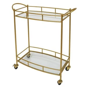 Bar Cart Gold Toned Home Bar Serving Cart 35.5 inch Height - Set of 1 - Picture 1 of 1