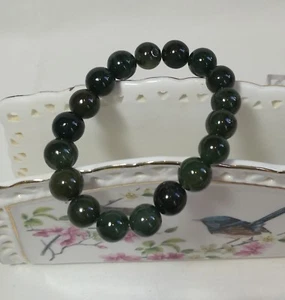 Certificated A grade Jadeite 10mm bead oil green  bracelet L19-20cm adjustable - Picture 1 of 7