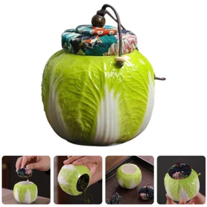 Mini Ceramic Tea Jar Tea Canister Candy Jar Chinese Cabbage Shape Container - Picture 1 of 12