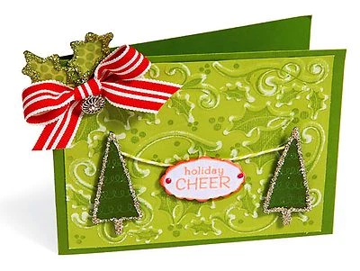 Sizzix Holly Background Emboss & Stamp set #657769 Retail $19.99 Retired BEAUTY! - Image 1 of 2
