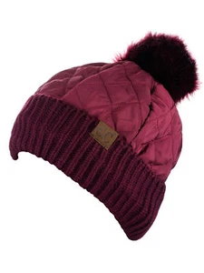C.C Suave Acolchado Amortiguable Piel Sintética Pom Forrado Interior Puño CC Gorro Sombrero - Imagen 1 de 36