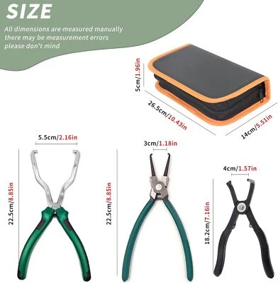 3pcs Fuel Line Pliers Set, Fuel Filter & Hose Clamp, 80° Disconnect Tools, Case - image 1 of 4