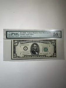 Federal Reserve Note Minneapolis $5 1950C Smith | Dillon - Picture 1 of 2