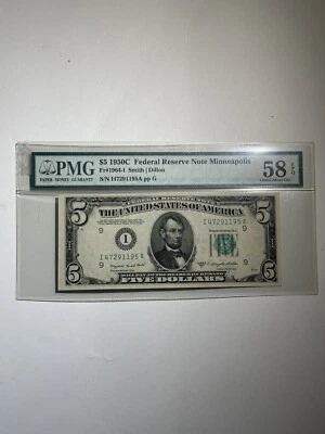 Federal Reserve Note Minneapolis $5 1950C Smith | Dillon - Image 1 of 2