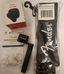 Fender BLOWOUT SALE Guitar Strap medium White MOTO picks string winder and tuner - Picture 1 of 2