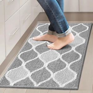 Kitchen Rugs and Mats, Non Skid Kitchen Runner Rug Absorbent 17.7"X29.5",Grey - Picture 1 of 12
