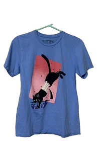 Hot topic Blue T-Shirt  Graphic  Black Cat Grim Reaper  Halloween Size Large - Picture 1 of 3