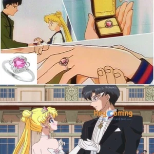 Sailor Moon Serenity Cosplay Sterling Lover Heart Usagi Engagement Ring Jewelry - Picture 1 of 8