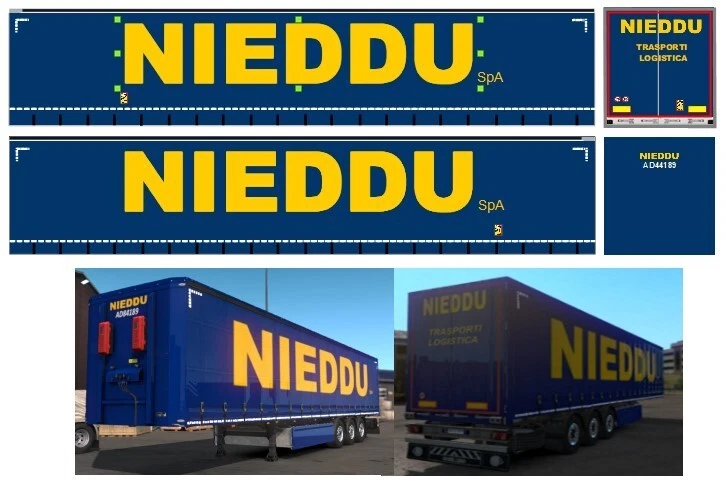 Nuova NIEDDU trasporti  adesiva trasparente per rimorchi Herpa 1/87. - Immagine 1 di 1