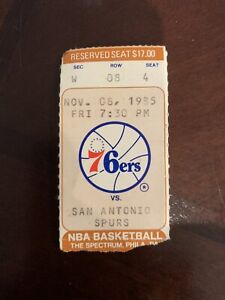 San Antonio Spurs at 76ers 11-8-1985 Ticket Stub 5 HOF In Game Barkley Erving