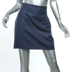 YVES SAINT LAURENT EDITION 24 Womens Navy Blue Wool Mini Short Skirt FR40 US8 - Picture 1 of 5