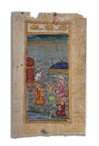 Pintura en miniatura hecha a mano del príncipe persa disfrutando de la bebida 6,8 x 4,4 pulgadas "PN11219" - Imagen 1 de 4