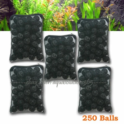 NOT SPECIFIED 250 pcs Aquarium 1" Bio Balls FREE Bag Filter Media Wet/Dry Koi Fish Pond Reef