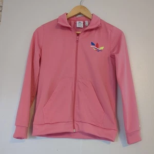 Adidas Track Coat Girls Medium 11-12  Pink Full Zip Youth Streetwear Activewear - Picture 1 of 11