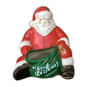 Vintage Christmas Ceramic Santa Sitting  Candy Dish Planter 5 in Mom Gift  - Picture 1 of 5