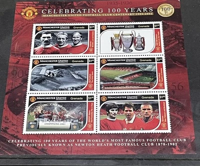 Hoja de estampillas Grenada Grenadines Man Utd 2002. MNH Foto 1 de 3