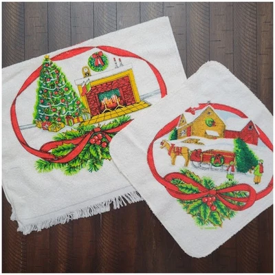 Toalla de mano y paño vintage primera edición de Franco con escena navideña impresa Foto 1 de 4