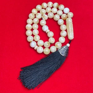 White Amber Misbaha Tasbih 33 Beads Islamic Rosary مسبحة تسبيح سبحة 10.6mm 33.3g - Picture 1 of 3