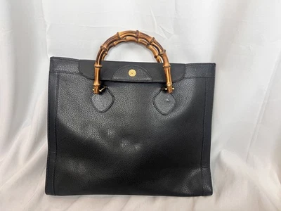 GUCCI Diana black leather purse  large Tote bamboo handles - Image 1 of 4