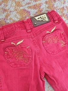 Apple Bottoms Girls Jeans Size 10 Red Jeans Y2K Vintage Embroidered Logo - Picture 1 of 5