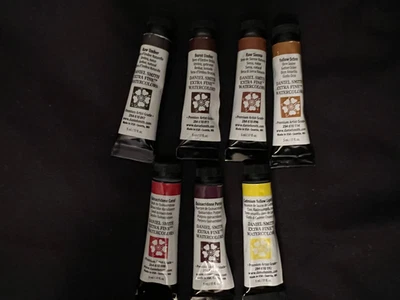 Daniel Smith Watercolor .5ml lot of 7 - Raw & Burnt Umber, Coral & More - Image 1 of 4