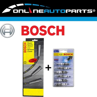 Bosch Ignition Spark Plugs + Lead Kit for Commodore VC VH VK 2.8L 3.3L 202 6cyl - Image 1 of 2