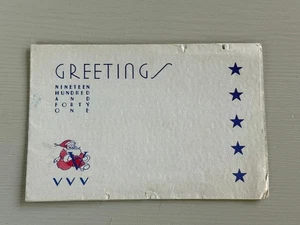 Vintage Christmas Card WWII War Time Map Custom Made 1941 Santa Army Navy Peace - Picture 1 of 8