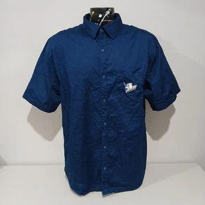 Canturbury Bulldogs Blue Button Up Casual Dress Shirt NRL Official Mens Size 2XL - Picture 1 of 10