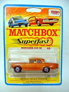 Matchbox No.46A Mercedes 300SE metallic gold-orange rare 1969 blistercard - Picture 1 of 3