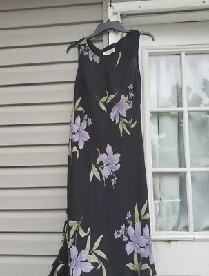 Vestido Studio 1 para mujer negro transparente forrado talla 8 con volantes dobladillo sin mangas floral  Foto 1 de 4