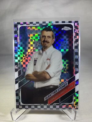 2021 Topps Chrome Formula 1 F1 Crew Checker Flag Refractor Guenther Steiner #92 - Image 1 of 2