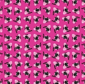 Feline Drive Fabric HUGS N PURRS Hearty Paws Magenta - Sold by the Yard - Picture 1 of 6