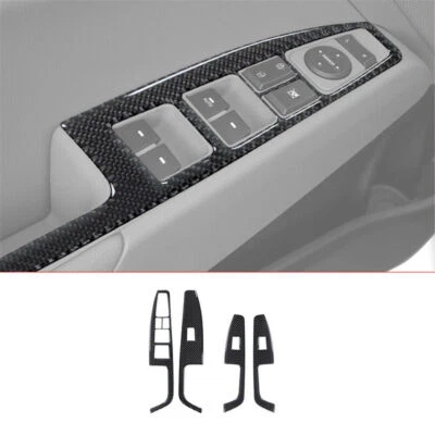 Cubierta de control de ventana de puerta de fibra de carbono 4 piezas para Hyundai Elantra 2016-2018 Foto 1 de 4